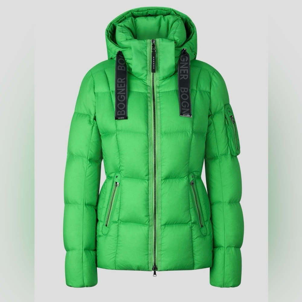 BOGNER Vibrant Lime Green Quilted Puffer Jacket Luxury Ski Coat